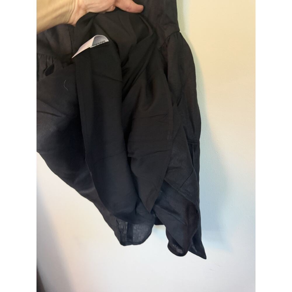 Reformation Oaklyn Cap Sleeve Linen Minidress Black 4 Babydoll Smocked Back NWT - Picture 13 of 16